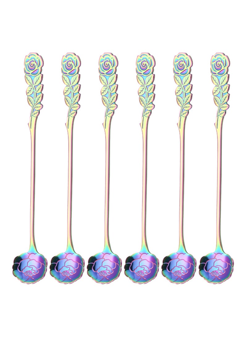 6-Piece Mirror Finish Stainless Steel Iced Tea Spoons Set Multicolour 17.4cm - Image 1